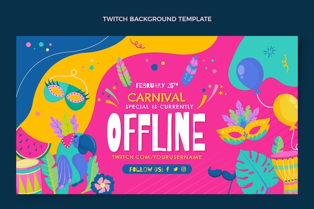 Free vector flat carnival twitch background