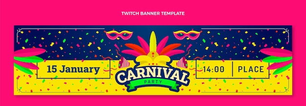 Free vector flat carnival twitch banner