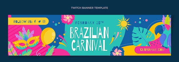 Free vector flat carnival twitch banner