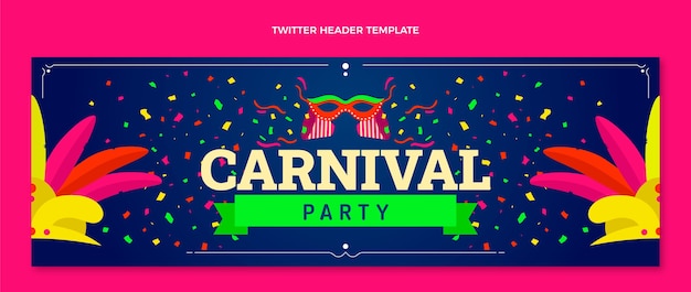 Intestazione twitter piatta carnevale