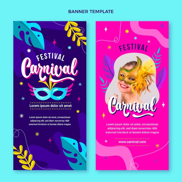 Set di banner verticali piatti di carnevale