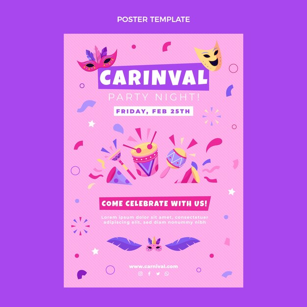 Flat carnival vertical poster template