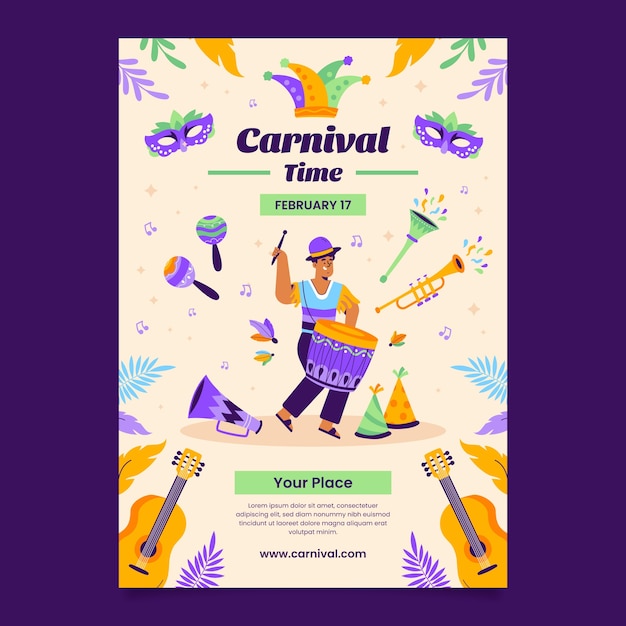 Free vector flat carnival vertical poster template