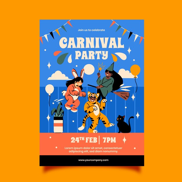 Flat carnival vertical poster template