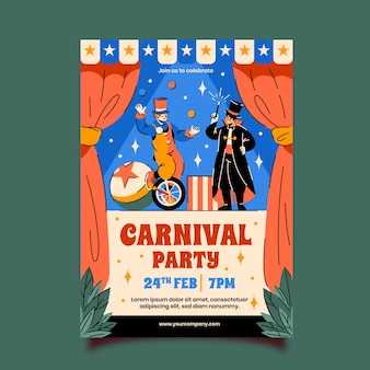 Flat carnival vertical poster template