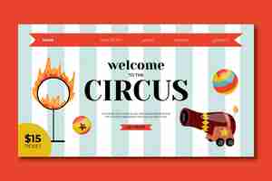 Free vector flat cartoon circus landing page template