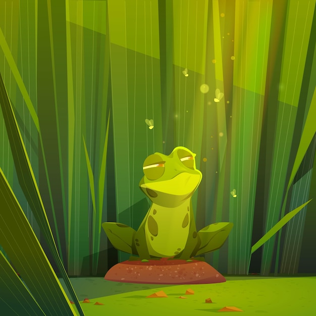 Flat cartoon frog illustration