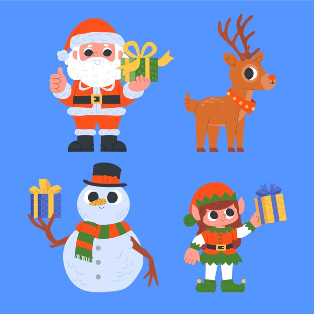 クリスマスシーズンのお祝いのためのフラット漫画イラスト