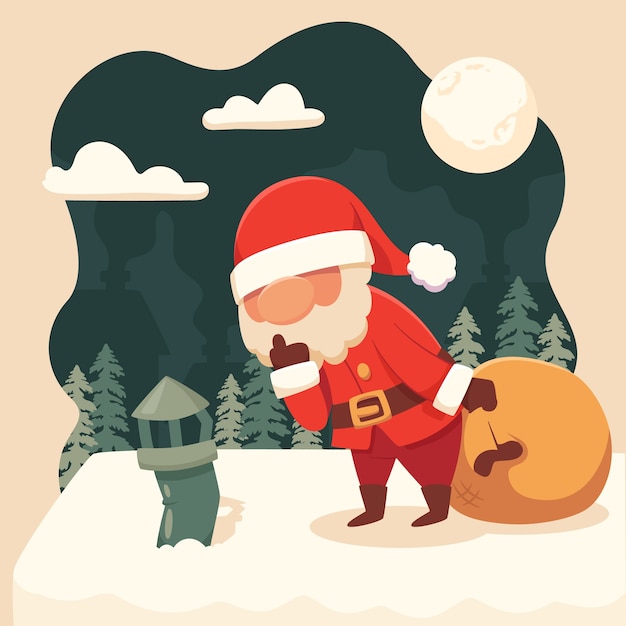 Free vector flat cartoon santa illustration for christmas season