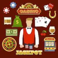 Free vector flat casino elements set