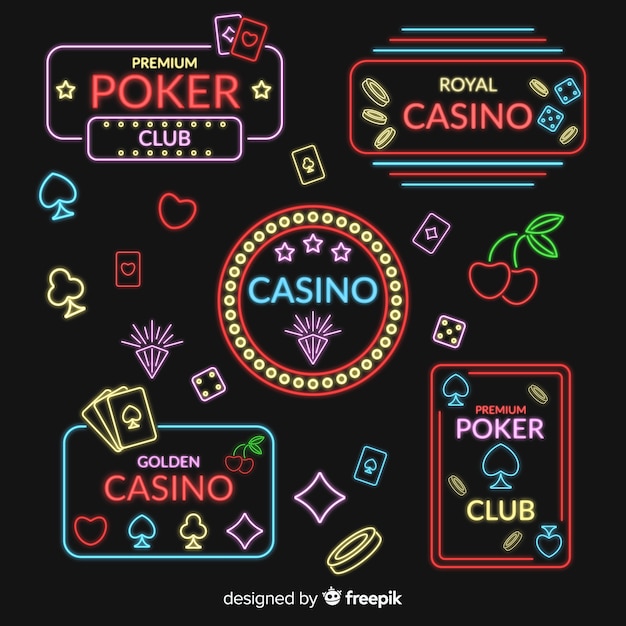 Free vector flat casino neon sign collection