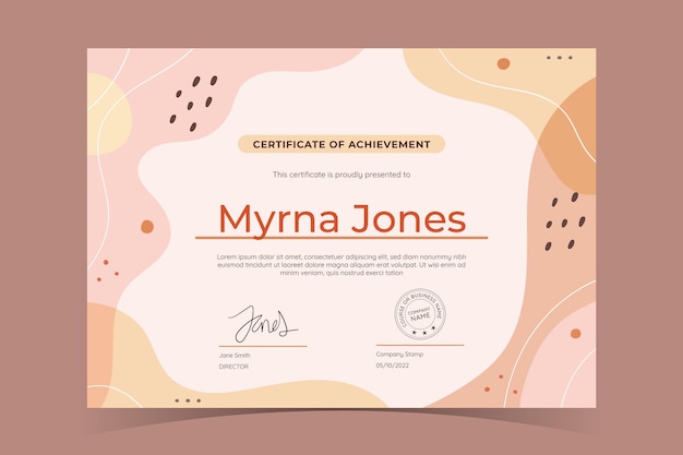 Free vector flat certificate of achievement  template