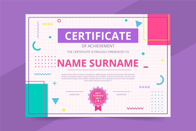 Flat certificate of achievement template