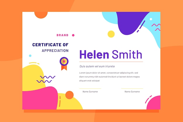 Free vector flat certificate of appreciation template