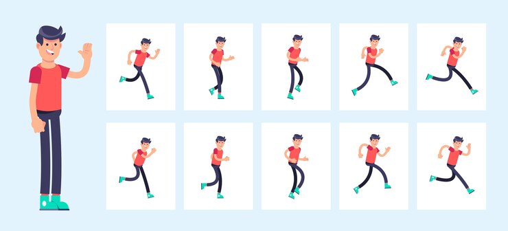 Free Vector flat character animation frames