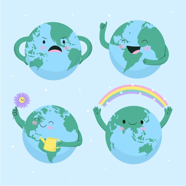 Free Vector flat character elements collection for earth day celebration