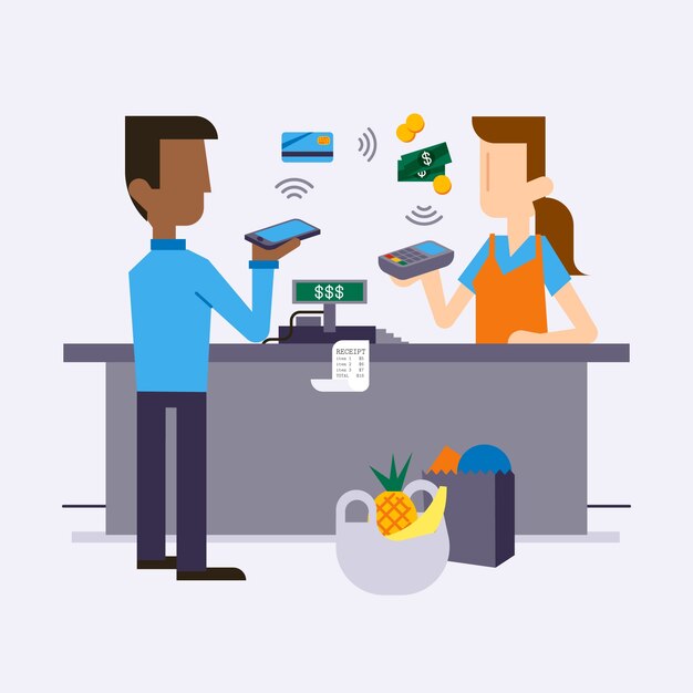 Flat characters and contactless payment