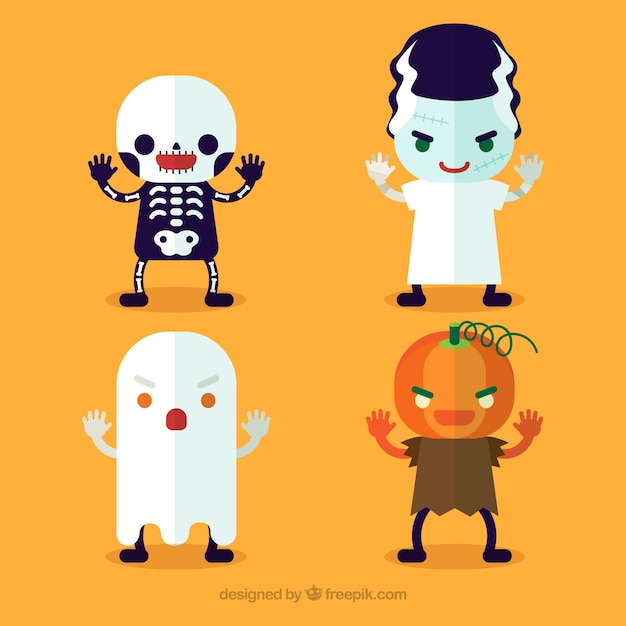 ハロウィーンのためのフラットな文字