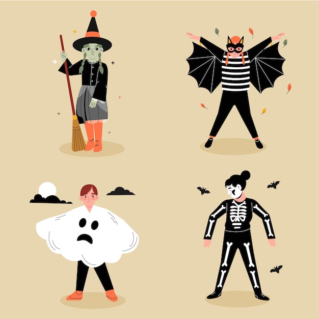 Flat characters illustration for halloween season celebration