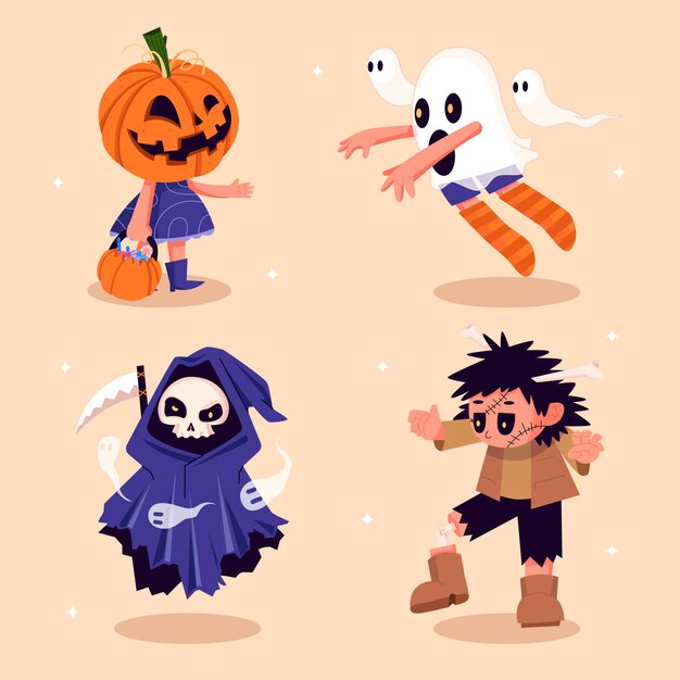 flat characters illustration for halloween season