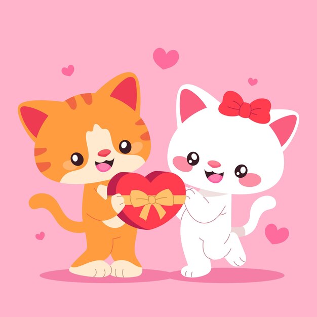 Free vector flat characters in love cartoon illustration