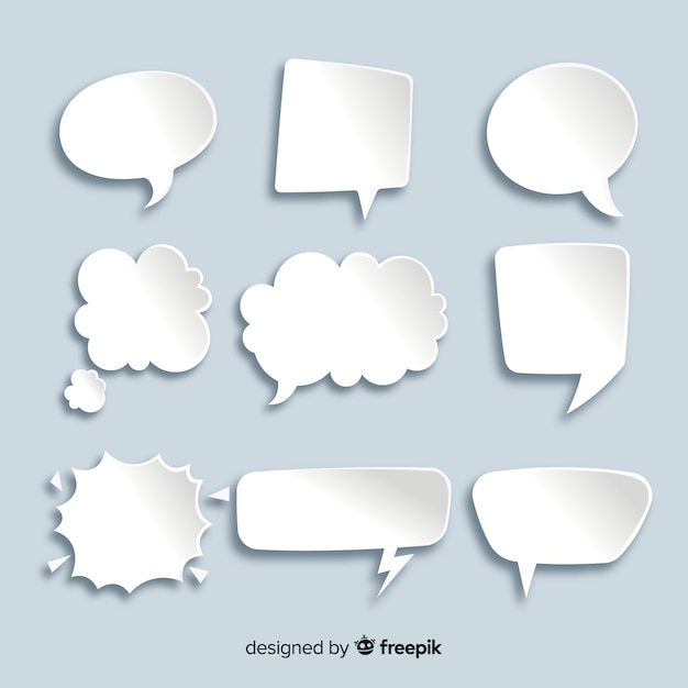 Flat chat bubble collection in paper style