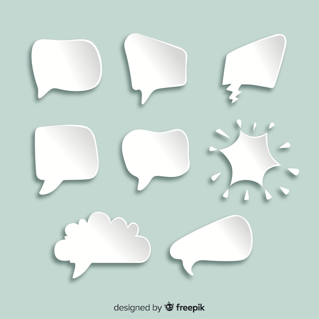 Flat chat cartoon bubbles in paper style