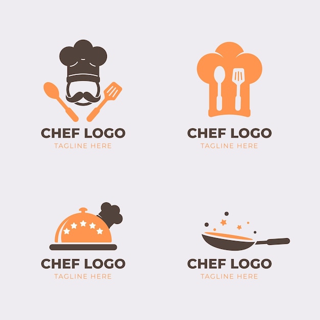 Free vector flat chef logo collection