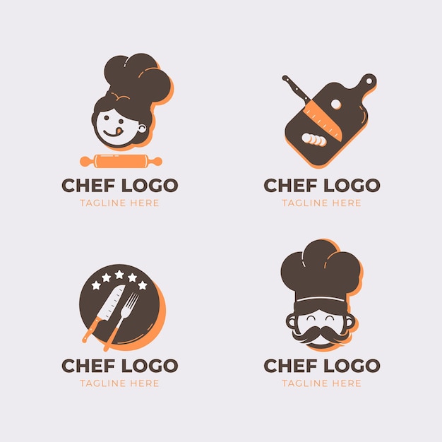 Flat chef logo collection