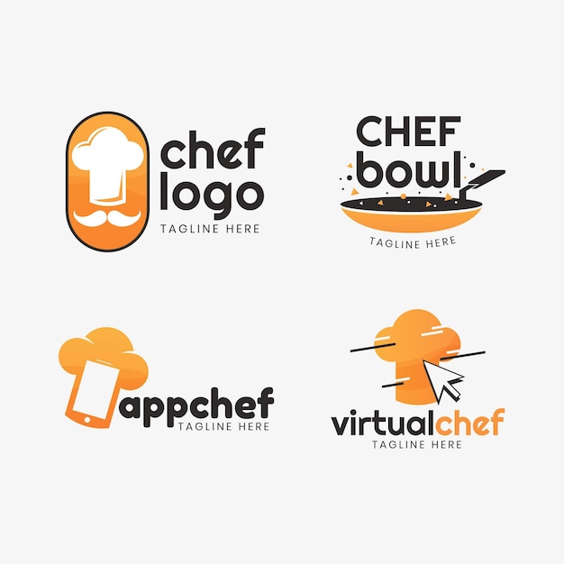 Flat chef logo collection