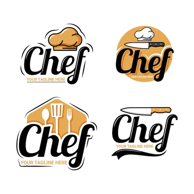 Flat chef logo template collection