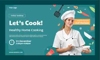 Vettore gratuito modello di webinar per chef piatto