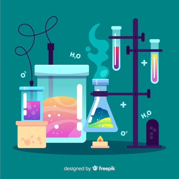 Flat chemistry colorful background