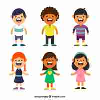 Free vector flat child character collection