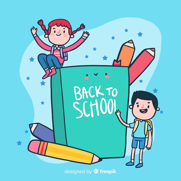 Flat children back to school background