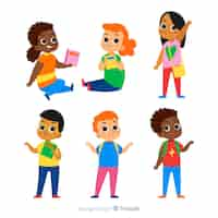 Free vector flat children back to school collection