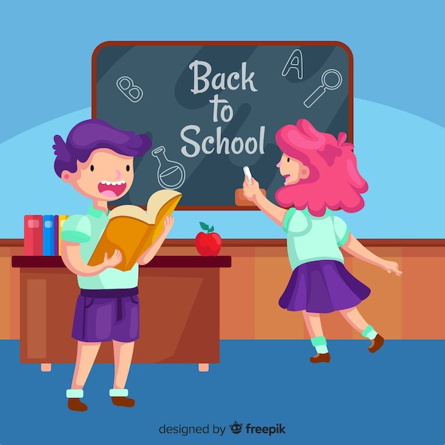 Free vector flat children back to school collection