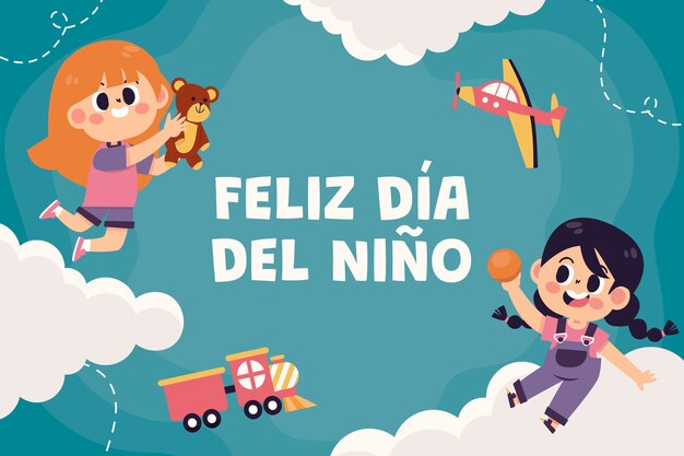 flat children's day background in spanish