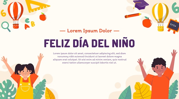 Free vector flat children's day background in spanish