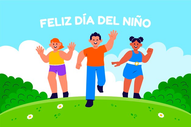 スペイン語で平らな子供の日の背景