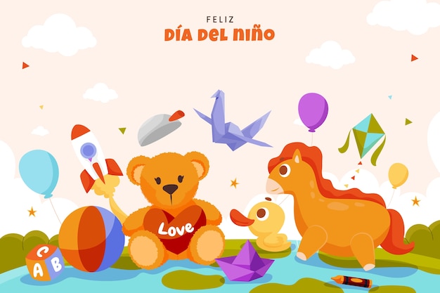 Free vector flat children's day in spanish background