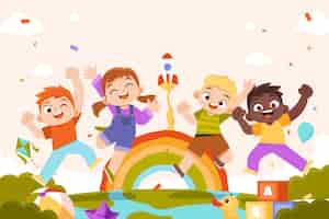 Free vector flat children's day in spanish background