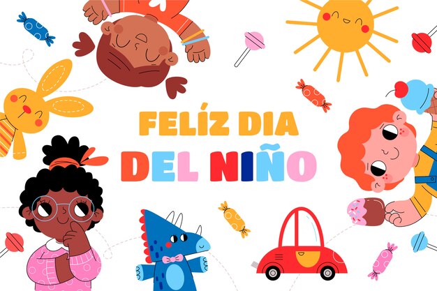 Flat children's day in spanish background