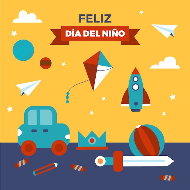 Free vector flat children's day in spanish illustration