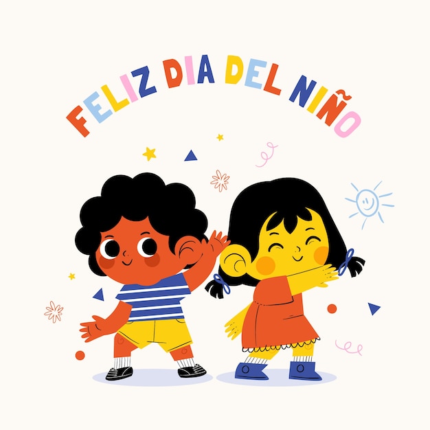 Free vector flat children's day in spanish illustration