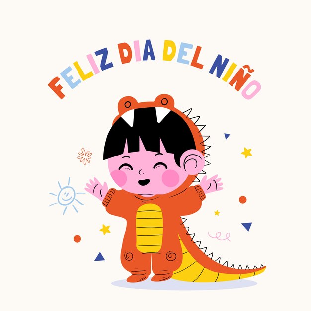 Flat children's day in spanish illustration