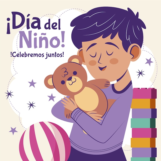 Free vector flat children's day in spanish illustration