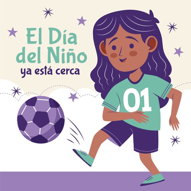 Flat children's day in spanish illustration