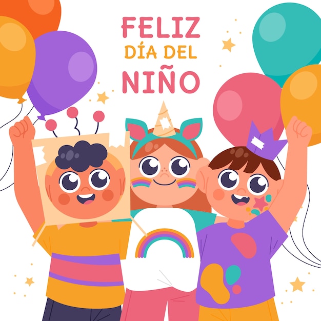 Free vector flat children's day in spanish illustration