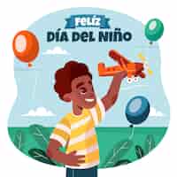Free vector flat children's day in spanish illustration